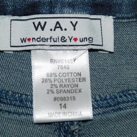 W.A.Y Wonderful And Young Distressed & Embroidered Denim Jeans Size 14 Raw Hem - Picture 9 of 10